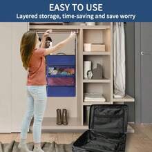 Esouler - Organizador de maletas, organizador de equipaje de viaje, cubos de embalaje colgantes para viajes, estantes de viaje portátiles para colgar organizador de clóset plegable para equipaje de - Azul marino - Ver 7