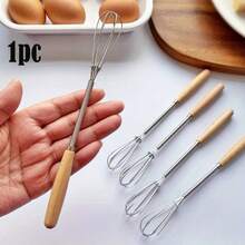 2pcs Stainless Steel Kitchen Egg Beater And Cream Whisk With Wooden Handle, 20.07cm Length - View 11