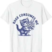 TendenciasCamiseta con meme de gatito lindo: La rabia me consume. - Blanco - Ver 1