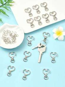 20/80 piezas/Juego Anillos de llave con gancho giratorio en forma de corazón - (10 piezas Llaveros + 10 piezas Anillos de llave) Accesorios para hacer llaveros, Accesorios para hacer joyas, DIY - Multicolor - Ver 9