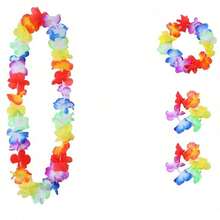 Set de 6 piezas Falda de hierba hawaiana de 60 cm para adultos, disfraz de fiesta de playa de verano con diadema - Multicolor - Ver 14