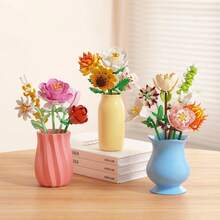 Bloques de Construcción de Simulación, Flores, Ramo Eterno, Micro Ladrillos, Rosa, Girasol, Tulipán, Orquídea, Juguete Hecho a Mano para Niños, Decoración del Hogar, Regalo para Niñas - M5022 - Ver 3