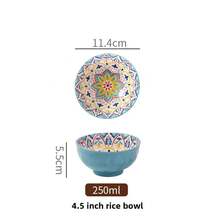 Cuenco de arroz bohemio para el hogar, cuenco de cerámica con personalidad creativa, cuenco de fideos Retro de alto nivel de apariencia, cuenco pequeño para comer arroz - Lanyun-4.5 pulgadas - Ver 3