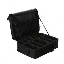 1pc Travel Makeup Case, Cosmetic Storage Box, Portable Makeup Artist Organizer Bag With Adjustable Dividers, Can Store Cosmetics, Makeup Brushes, Toiletries, Jewelry, Digital Accessories, Also Can Be Used As Room Decor, Storage Box, Cosmetic Organizer, Makeup Bag, Toiletry Bag, Cosmetic Pouch - Black - View 1