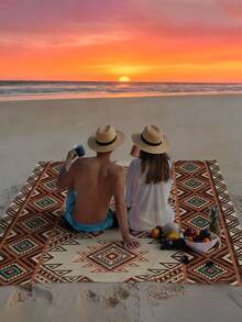 1pc New Waterproof Anti-Sand Digital Printed Beach/Picnic Mat, Fashionable & Fresh Pattern, Suitable For Outdoor Camping And Picnics - Multicolor - View 5