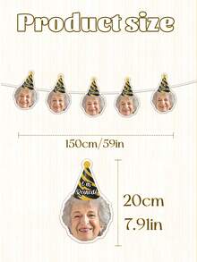 7/14/21pc Custom Photo & Text Retirement Party Banner, Personalized Funny Face Garland, Custom "I'm Retired!" Party Hat Bunting, Retirement Party Decor, Unique Custom Photo Retirement Banner, Customizable Retiree Face Party Decoration,Personalized Gifts, Customized Facial Photos, Fun Birthday Banners - Multicolor - View 6