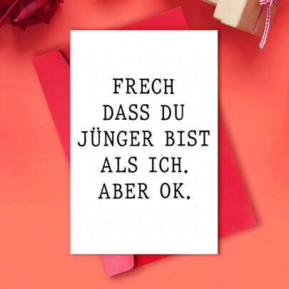 1pc LOL German Humor Birthday Card - "You'Re Younger Than I Am, But That Doesn'T Really Count." Versatile Card, Clever Present For Friends, Family, Wife, Or Husband