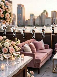7pcs Custom Bride And Groom Photo Banner, Personalized Wedding Couple Banner, Funny Carrying Bride Bachelorette Party Decoration,Custom Bride Carried By Groom Photo Banner,Funny Wedding & Bridal Shower Decoration - Multicolor - View 4