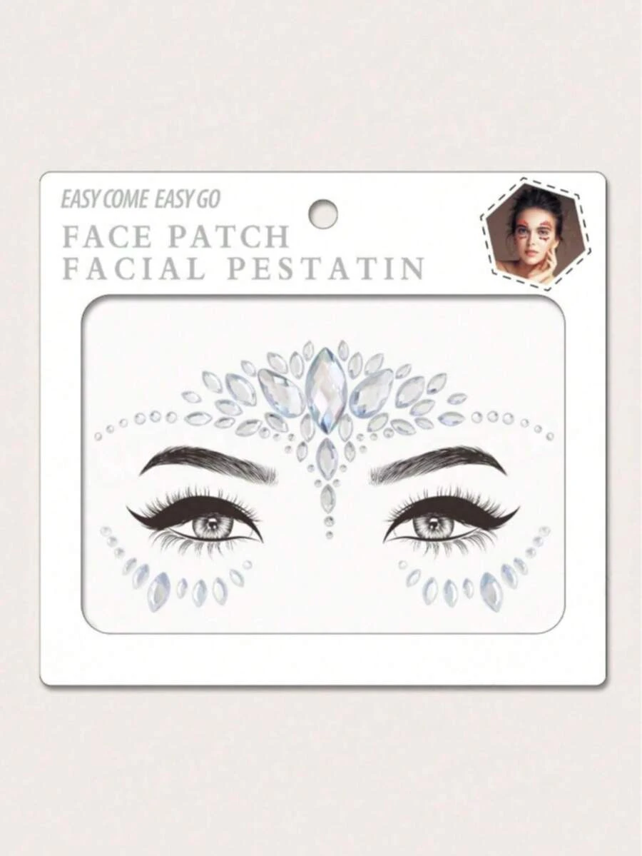 1pc ABS Glitter Face Gems, Suitable For Makeup, Costume Parties, And Gifts For Girls,Concert Look - White - View 1