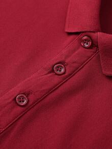Men's Summer Lightweight Fabric Polo Shirt | Slim Fit Short Sleeve Solid Color Collared Top, Suitable For Daily, Commuting, Office, Light Sports And Beach Wear - Burgundy - View 6
