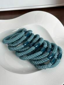 1 Set (8pcs) Woven Unique Hair Scrunchies Holiday Accessories Ponytail Holders Hair Elastics Hair Rubber Bands Hair Rope - Multicolor - View 9