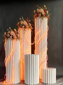 Columna romana plegable de papel, adecuada para fiestas, bodas, compromisos, cumpleaños, mesas de postres, escaparates, interior y exterior, fácil instalación - lmz-10 - Ver 2