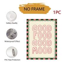 1pc Interesting Vintage Canvas Kitchen Poster, "Good Food, Good Mood" Slogan Decorative Painting, Unframed Art Decor For Restaurant, Kitchen, Cafe - Letter B - View 11
