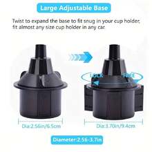 1 cái giá đỡ cốc ô tô màu đen có khay và giá đỡ điện thoại, đế điều chỉnh phù hợp với bảng điều khiển trung tâm và ghế sau, giá đỡ định vị đa năng. - A - Xem 2
