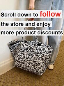 Fashionable Leopard Print Large Capacity Tote Bag, Suitable For Daily Use And Travel - Black - View 3
