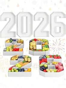 2026 Graduation Decorations - 2026 Wooden Number Puzzle Decor - 10 Inch Paper Service Tray Decorations, Suitable For Kindergarten, Preschool, High School, College Graduation Parties - Xem 1