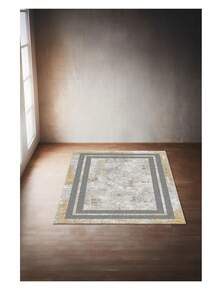 Alfombra moderna turca Almohadilla de área con estampado minimalista + Opciones de tamaño de 80x250 cm a 180x280 cm Fabricada en Turquía - Neblina azul - Ver 2