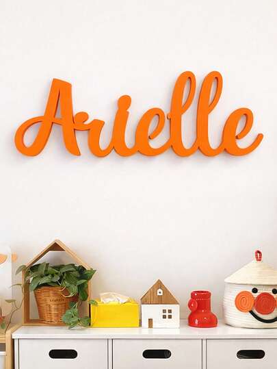 1pc Customized Creative Letter Design Decorative Crafts, Personalized Wooden Name Sign, Boho Wall Decor, Custom Cursive Letter Plaque, Available In 15/20/30/40/50cm & Multiple Colors, Ideal For Home, Bedroom, Living Room, Wedding & Housewarming Gift