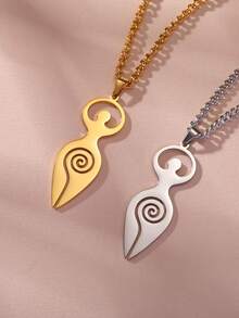 LIKGREAT Mặt dây chuyền hình nữ thần bằng thép không gỉ, bùa hộ mệnh Wicca Pagan, vòng cổ hình xoắn ốc, trang sức bùa chú nữ thần. - loạt thời trang - Xem 1