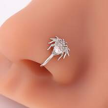 1 chiếc kẹp mũi bằng đồng đính đá Zirconia, nhiều kiểu dáng bao gồm mèo, đầu lâu, trái tim, bướm, nhện, thánh giá, kiểu dáng cổ điển, đa năng, không cần xỏ lỗ mũi, món quà thanh lịch dành cho phụ nữ. - Bạc - Xem 10