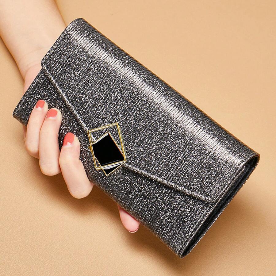 Women's Long Genuine Leather Wallet, High-End Exquisite Niche Design, Light Luxury Simple Zipper Cowhide Purse - Light Gray (cowhide Anti-theft Brush) - View 1