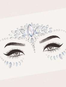 1pc ABS Glitter Face Gems, Suitable For Makeup, Costume Parties, And Gifts For Girls,Concert Look - White - View 3