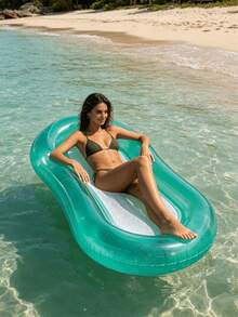 1 pieza Colchoneta flotante inflable, estilo minimalista transparente, con diseño de almohada, degradado de color gelatina, apta para uso en piscina de agua y playa, asiento flotante inflable para descansar, flotador de piscina inflable, bomba de aire se vende por separado - Varios estilos - Ver 9
