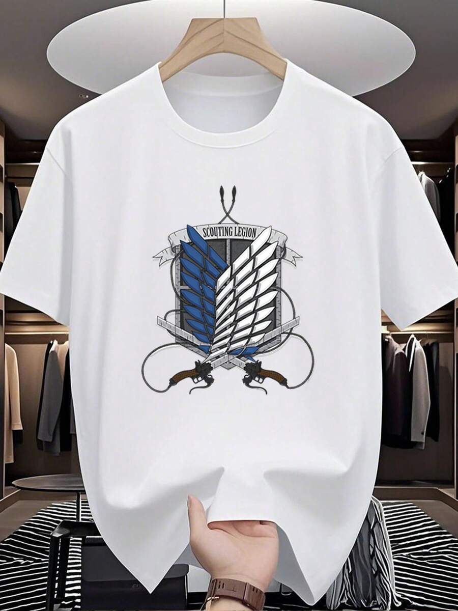 Local Stores, Men's Shirts, Men's Shirts, Men's Clothing, Men's Shirts, Christmas Essentials Local Stores, Men's Shirts, Men's Shirts, Men's Clothing, Men's Shirts, Christmas Essentials Legion Of Reconnaissance 189G Black And White T-Shirt, Print Pattern, High Quality Print, Crew Neck, Basic Loose Fit, For Men And Women, Breathable, Quick Drying, Versatile, Machine Washable, Comfortable, Size S. - 白色 - 查看 1