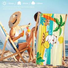 1pc Cute Capybara & Bear Printed Beach Towel - Super Soft Microfiber Material, Machine Washable, Adorable Cartoon Design With Fashionable Sunglasses And Accessories, Perfect For Pool, Beach Outing And Valentine's Day Gift, Essential Beach Item | Funny Design, Must-Have For Beach Travel - Multicolor - View 5