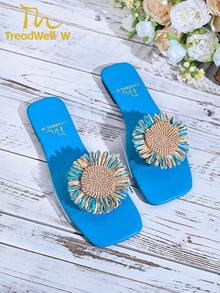 Nuevas sandalias de moda con aplicación de girasol para mujer - Multicolor - Ver 2
