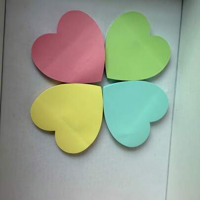 4 Color 200pcs Stickers, Sticky Notes, Colorful Heart Shaped Stickers, Cute Removable Self-Adhesive, Suitable For Office, School, Home, Scrapbooking (50pcs/Book) Scrapbook Supplies