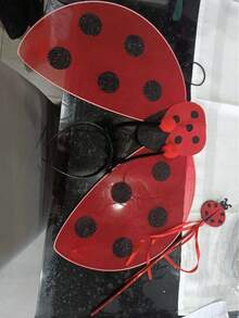 Set da 3 pezzi per festa di Natale, costume da coccinella con ali, fascia, gonna in tulle, guanti e calze, design adorabile a tema insetto, adatto per Ognissanti, feste di Natale e occasioni festive - Multicolore - Visualizzare 10