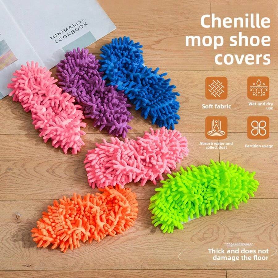 2-In-1 Slouchy Cleaning Shoe Covers, Convenient Mop Slippers For Whole House Cleaning - 5 Random Colors - View 1