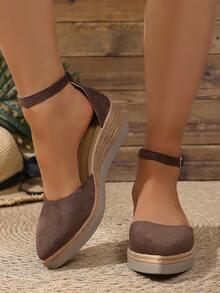 Women's Casual Platform Sandals With Closed Toe, Ankle Strap And Thick Sole Design, Suitable For Daily Commute And Vacation,Wedge Heels,Summer Shoes - Brown - View 1