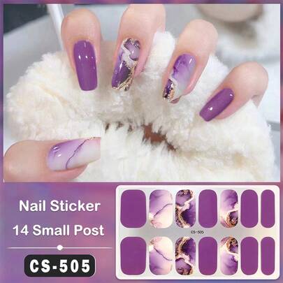 Pegatinas de esmalte de uñas con envoltura completa 1 hoja Estilo clásico Brillo Autoadhesivo Decoraciones de arte de uñas DIY Tiras para decoración de uñas de vacaciones