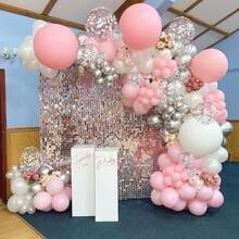 118 pezzi Set di ghirlanda di palloncini rosa, bianchi e argento - Decorazione universale per celebrazioni, matrimoni, addii al nubilato, compleanni, anniversari | Set di accessori - A-1 - Visualizzare 3