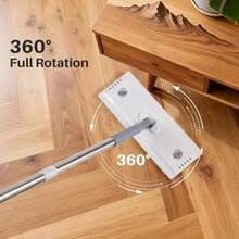 TB60 Mop Handle And Head Set 60" Detachable Handle With 12.8" X 4.7" High-Absorbency Mop Head 45° Auto-Align For Bucket Insertion 360° Rotating Mop For Hardwood Floors Tile Laminate - White - View 4