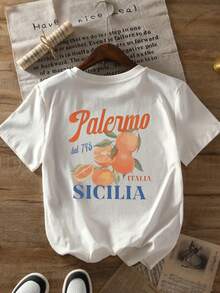 Palermo Dal 745 Fashion Front & Back Print Crew Neck Women's Casual Long Sleeve Top, Comfortable Fit, Classic Design - White - View 2