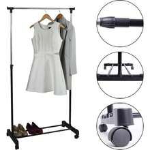 Clothes Rack on Wheels 90-158 cm Height Adjustable Clothes Rail Clothes Trolley Coat Rack with Wheels Black for Bedroom - B - Übersicht 4