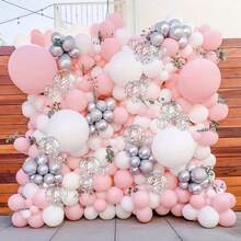 118 pezzi Set di ghirlanda di palloncini rosa, bianchi e argento - Decorazione universale per celebrazioni, matrimoni, addii al nubilato, compleanni, anniversari | Set di accessori - A-1 - Visualizzare 4
