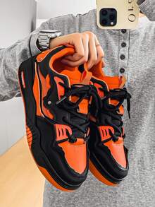 Men's Breathable Casual Sneakers - Lightweight Chunky Shoes With Anti-Slip Sole, Everyday Wear Sports Shoes - 黑色 - 查看 1