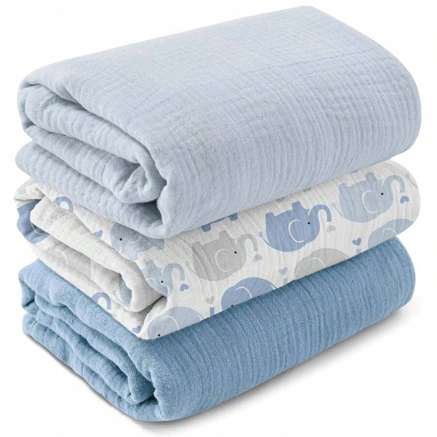 Manta de muselina unisex para bebé, baberos absorbentes suaves, manta multifuncional que se puede usar como paño de eructos, babero, pañal, cubierta para cochecito y asiento de coche, adecuada para niños y niñas, transpirable y cómoda, esencial para el baby shower - Multicolor - Ver 1