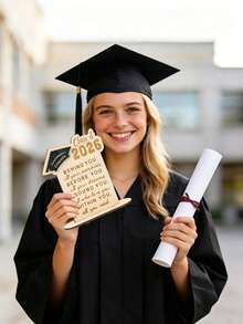 1pc 2026 Graduation Wooden Sign, Inspiring Engraved Graduation Memento, Graduation Party Decor, High School/College Graduation Gift - Custom-made Wood-plastic Composite 2026 Ornament - View 5