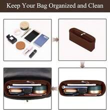 1pc Felt Liner Cosmetic Bag Storage Bag Large Capacity Compartment Classified Storage Bag Can Store Keys, Mobile Phones And Lipstick For Easy Finding - Multicolor - View 3
