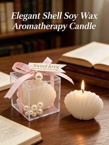 Elegant Shell Soy Wax Scented Candle, Containing Hibiscus Fragrance, Decorated With Pearls, Aesthetic Room Decor, Wedding Favor, Bridal Shower Gift, Best Friend Gift For Her, Home Decor, Birthday Gift For Women, Adult Gift - Elegant Seashell Candles - View 12