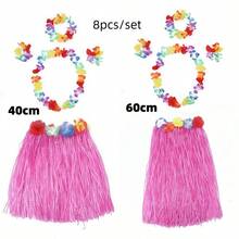 Bộ 8 món gồm váy cỏ Hawaii, băng đô hoa, trang phục dự tiệc biển mùa hè mới, trang phục lễ hội, trang phục đi biển, phụ kiện mùa hè. - Hồng - Xem 4