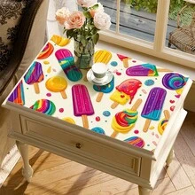 1 pieza Alfombrilla absorbente/secado con estampado de paleta de hielo colorida para cafetera, platos - Alfombrilla protectora absorbente de poliéster para escritorio con almohadilla antideslizante de goma, para decoración de la encimera de la cocina, bar en casa y mesa de comedor - Multicolor - Ver 5