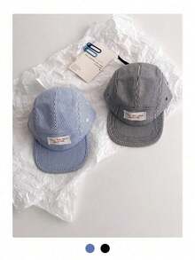 1pc Minimalist Letter Patch Striped Brim Casual Baseball Cap, Unisex Retro Hop Hat Spring/Summer Outdoor, Suitable Street Fashion, Hiphop, Back To School - Sọc vải - Xem 4