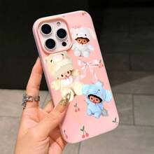 スマホケース 2in1ケース ジェル風可愛いデザイン キャラクターイラスト 大人可愛い 女子向け TPU+PP二層構造 柔らかTPU 耐衝撃 カメラレンズ保護 17/16/15/14/13/12/11/5/7/8 Plus Pro Max 対応 インスタ映え プレゼント - 紫色 - チェックする 7