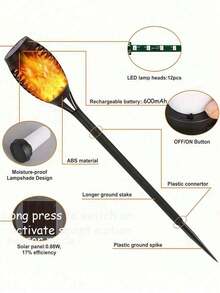 2/8 Pack Solar Torch Lights For Outdoor Festival Decoration - Simulated Flame Effect Creates A Cozy Christmas Atmosphere - IP44 Protection Level, Automatic On/Off Suitable For Garden, Pathway, Yard, And Christmas Decorations - Multicolor - View 11